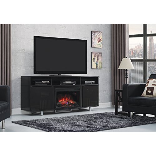 Classic Flame 26MM9665-NB157 Enterprise Lite Contemporary TV Stand for TVs up to 80"  Gloss Black (Electric Fireplace Insert sold separately) - B00K75SJ10